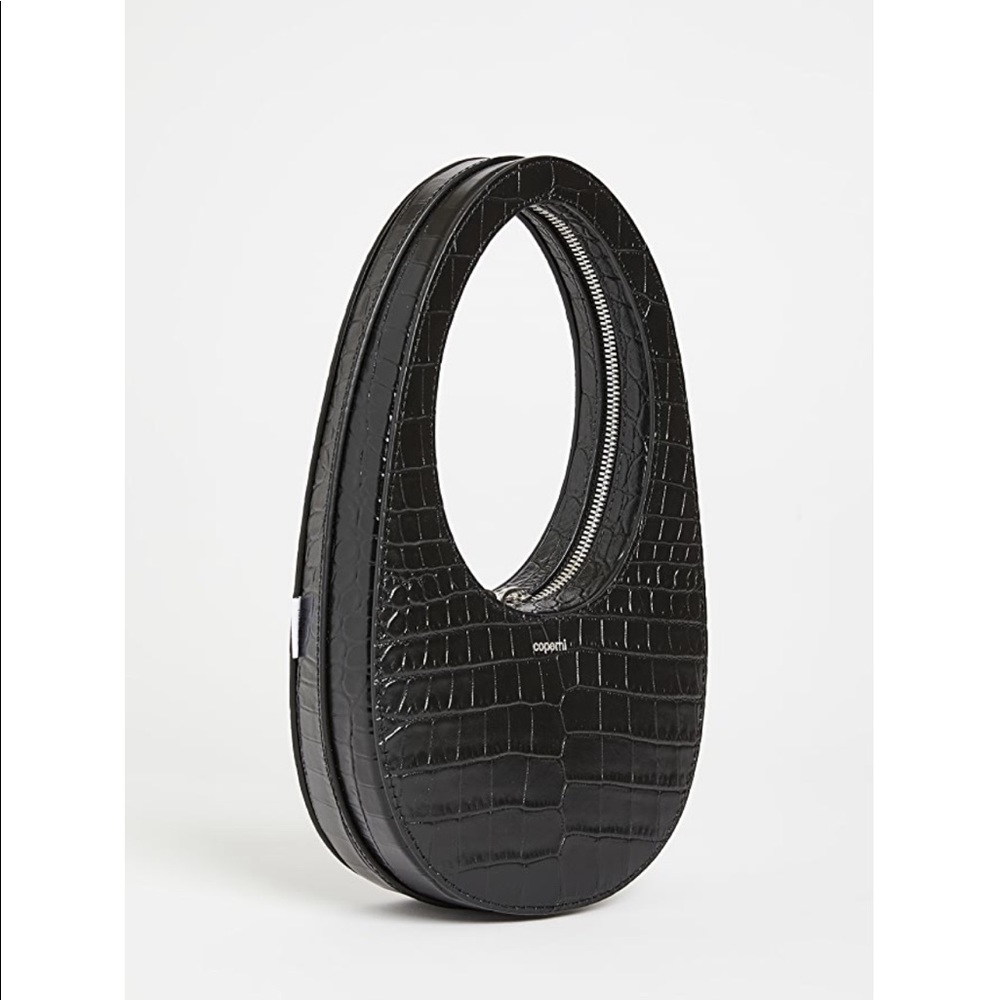Coperni mini swipe bag in croc embossed leather - black